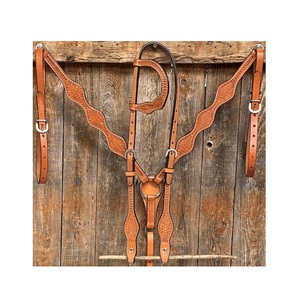 Western Headstall & Breast Collar Set con cuero genuino con cuentas de una oreja con correa Wither Proveedor Fabricante OEM aceptado - Product Image 6