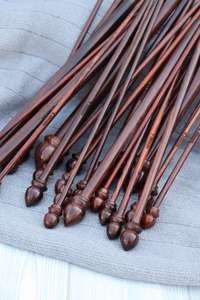 Aiguilles à tricoter à une pointe en palissandre Ensemble de 26 pièces (13 paires) Accessoires de crochet à tricoter de 12 pouces de long - Product Image 5