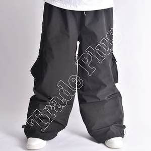 Pantalon en lin taille élastique unisexe avec poches Pantalon de ski ample baggy pour hommes et femmes Couleur unie Coupe-vent pour utilisateurs de ski unisexes - Product Image 1