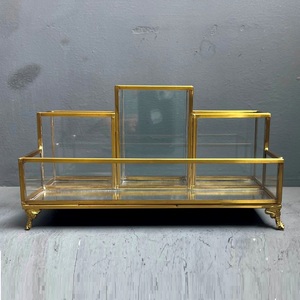 Artisan Design Metal Jewelry Organizer with Multi-Partition <b>Storage</b> for Rings and Cosmetics 9X4.5X5" <b>Tabletop</b> Decor - Product Image 2