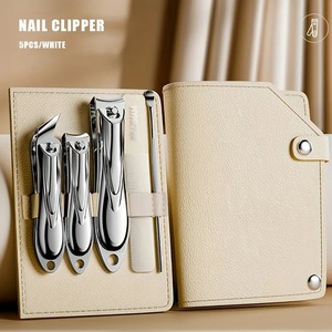 ชุดตัดเล็บมือและเท้าแบบมืออาชีพ 5-in-1 ทำจากเหล็กกล้าคาร์บอน พร้อมใบมีดโค้งและเฉียง สำหรับนิ้วมือและนิ้วเท้า รวมตะไบเล็บ - Product Image 1