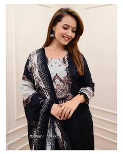 Costume adulte Salwar Kameez en fausse georgette lourde à feuilles persistantes pour femmes 2024 Surat Online Mart - Product Image 2