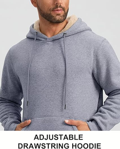 Nueva llegada carta personalizada flocado canguro bolsillo gota hombro Chenille bordado ecológico a prueba de viento Sudadera con capucha de algodón pesado - Product Image 4