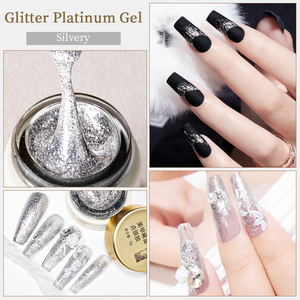 R S Nail Gel Platino ad Alta Densità Senza Residui 8g per <span class=keywords><strong>Disegno</strong></span> Francese, Nail Art Fai da Te, Pittura Scintillante, Gel Liner Metallizzato Oro e Argento - Product Image 6