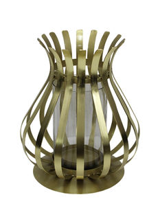 Bougeoir de table décoratif pour la maison en métal/verre Hurricane Style moderne fait à la main personnalisé - Product Image 1