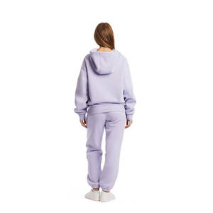 Traje de jogging bordado personalizado de algodón orgánico para mujer, chándales de invierno de talla grande, conjunto de ropa de lana con logotipo liso para hombre y mujer - Product Image 5