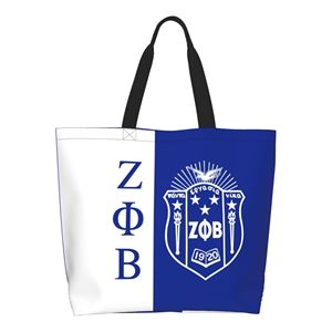 Zeta Phi Beta Large Capacity Sorority Canvas <b>Bag</b> and Shopping <b>Bag</b> - White/<b>Blue</b> - Product Image 1