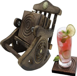 Sous-verres en bois carrés de qualité supérieure Tapis de boisson décoratifs en bois naturel Coffret cadeau parfait au prix de gros - Product Image 2