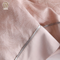 Parure de lit de luxe rafraîchissante en bambou 300 fils, texture naturelle, ourlet large, taille King, housse de couette et taies d'oreiller pour lune de miel