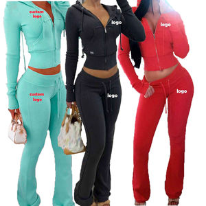 Conjunto Deportivo de Dos Piezas para Mujer con Logotipo Personalizado, Top con Cierre y Orificios para Pulgares, Leggings, Ropa Deportiva para Mujer - Product Image 1