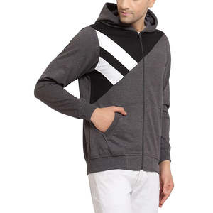 Sweat à capuche zippé intégral pour homme avec panneaux contrastés, streetwear décontracté haut de gamme, mode d'hiver, sweat à capuche chaud - Product Image 3