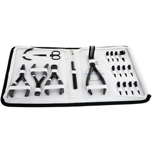 Kit d'outils d'extension de cheveux crochet boucle Micro anneaux perles enlèvement pince plus proche C aiguille bond cutter anneau de séparation pince d'extension de cheveux - Product Image 1