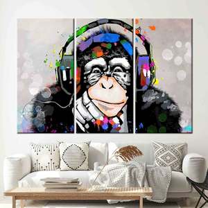 Lienzo Impreso Moderno: Arte Abstracto de Mono para Decoración Vibrante, 3P: Enrollado en Lienzo - Product Image 1