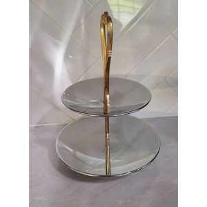 Support à gâteau exclusif en acier inoxydable en laiton doré de qualité support à fruits à 3 niveaux pour la vaisselle gâteau bonbons collations plateaux de service - Product Image 5
