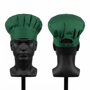 Gorro de Cocina Verde de Polialgodón Impermeable de 240 GSM, Cierre a Presión Unisex, Logotipo Bordado Personalizado, Parte Trasera Elástica Premium - Product Image 1