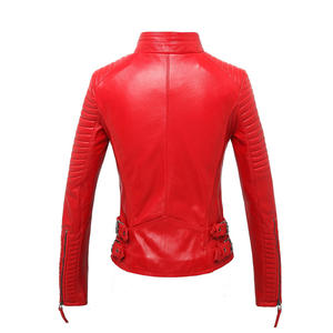 Chaqueta de Cuero Genuino para Mujer, Cuello Alto, Transpirable, de Alta Calidad, con Relleno de Algodón, Tallas y Colores Personalizables, Venta al Por Mayor - Product Image 2
