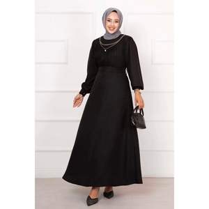 Robe Hijab noire personnalisée avec plissage sur le devant modeste longue Abaya musulmane pour l'hiver taille XS - Product Image 1
