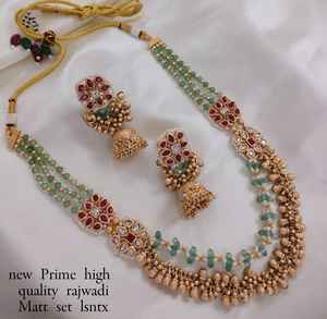 Unique Premium Quality Collection <b>Pearl</b> Work & Kundan Studded <b>Pearl</b> <b>Drop</b> Copper Long <b>Necklace</b> Jewellery With Earring Set Women - Product Image 4