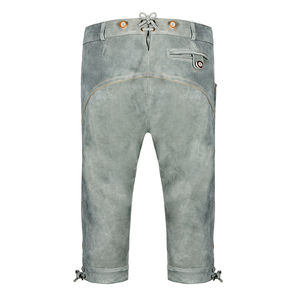 Short en cuir de couleur claire taille haute unisexe avec motif brodé pour hommes - Product Image 3