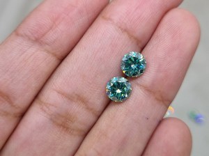 เพชรมอยส์ซอไนต์ทรงกลมสีเขียวสำหรับทำต่างหูเพชรโมอิสซาไนต์และจี้, กำไล, แหวนหมั้น - Product Image 3