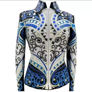 Chaqueta ecuestre de estilo occidental elegante de diseño personalizado 100% cristales traje de equitación cómodo Logo conjuntos de accesorios - Product Image 1