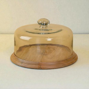 Round Handmade Acacia/Mango Wood <b>Glass</b> Cloche Cake <b>Dome</b> Food Display Cover Home Centerpiece Restaurant Table Decoration Buffet - Product Image 6