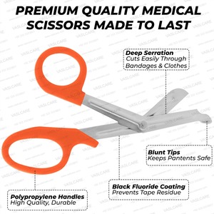 Ciseaux de pansement utilitaires de cisaillement de traumatologie EMT premiers soins ciseaux manuels d'urgence Instrument chirurgical en acier inoxydable Vaslcare - Product Image 2