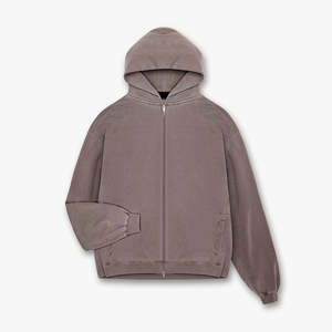 Ensemble de survêtement unisexe en molleton de coton personnalisé, poids lourd, délavé à l'acide, 2 pièces, jogging, sweat-shirt à fermeture éclair, jogging uni, survêtement régulier - Product Image 5