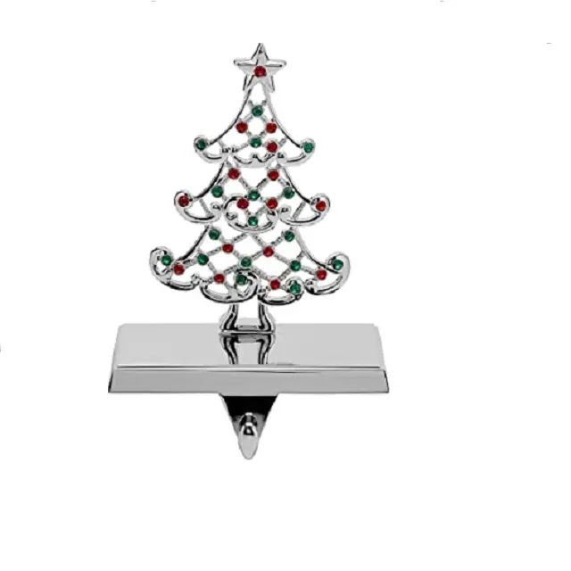 전체 판매 금속 크리스마스 홈 장식 장식 트리 스타킹 홀더 스탠드 컬러 돌 X 마스 트리 장식