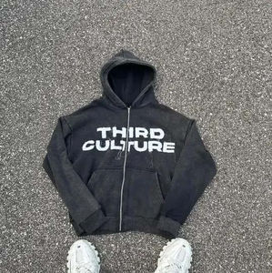 Nouveau survêtement vintage surdimensionné pour homme, lavage à l'acide lourd, broderie usée, survêtement coupé et cousu - Product Image 6