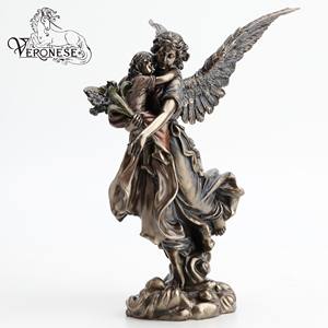 VERONESE DESIGN Figurine de luxe peinte à la main pour la décoration intérieure Anges & Charubs Sablier en polyrésine et bronze coulé à froid Art - Product Image 3