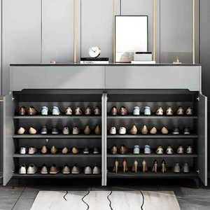 Ensemble de meubles d'entrée en bois gris moderne, armoire à chaussures fine avec tiroirs, console pour <span class=keywords><strong>petit</strong></span> couloir, meubles de rangement pour la maison - Product Image 3