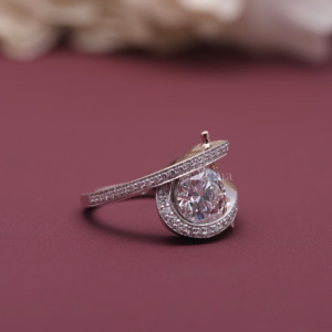 IGI Certified Lab Grown Diamond <b>Open</b> Bypass <b>Ring</b> 18K Rose / White And Yellow Gold Round Cut Diamond Statement <b>Ring</b> for Women - Product Image 5