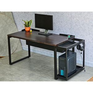 160x70cm <b>Computer</b> <b>Desk</b> with Solid Wood Speaker Stand Acacia Wood and Iron Legs Assembly Required for Hotel Use Model COD68057 - Product Image 2