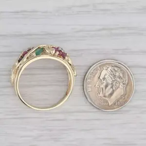 Stunning Vintage Women's 925 Silver Round Cut <b>Simulated</b> Emerald Moissanite <b>Diamond</b> Wedding Ring - Product Image 5