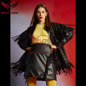 Chaqueta de cuero con cuentas y flecos occidentales de vaquera para mujer-Último diseño, cuero genuino de vaca fino de alta calidad - Product Image 5