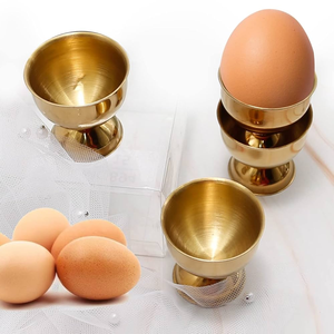 ถ้วยไข่ทองเหลืองพร้อมถาดถ้วยไข่ทำจากทองเหลืองถ้วยไข่ออกแบบลายดอกไม้งานตามสั่ง - Product Image 3