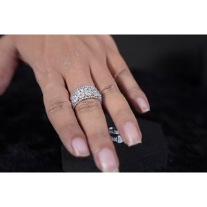 NOVAMART Fine Platinum Geometric Diamond <b>Eternity</b> Band <b>Ring</b>-Rhodium Plated 925 Sterling <b>Silver</b> Wholesale Export - Product Image 2