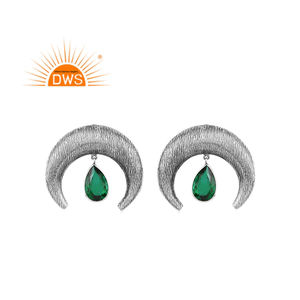 Pendiente colgante de piedras preciosas de cuarzo Esmeralda zambiano doblete de plata esterlina oxidada de la mejor calidad fabricante de joyería personalizada - Product Image 1