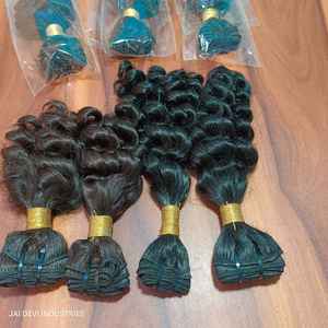 Extensions de cheveux humains vierges indiens personnalisés de qualité supérieure Double trame corps léger vague d'eau crépus lâche crépus droit - Product Image 4