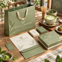 Ensemble d'emballages personnalisés AT PACK pour café matcha avec sac en papier imprimé du logo et boîte cadeau pour les boutiques de matcha, les cafés et les commerces de boissons
