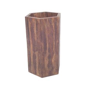 Pots de fleurs en bois d'acacia pour la décoration de table de bureau taille personnalisée et vase de fleur en bois sculpté de forme ronde avec vernis brillant - Product Image 4