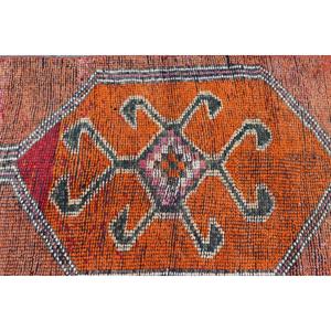 พรมตุรกีขนาด 3x11.3 ฟุต สีส้มชมพู พรมขนสัตว์เปอร์เซียแบบวินเทจ - Product Image 5