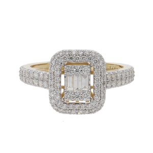 Elegante Anillo de Compromiso Clásico con Halo de Corte Brillante para Mujer, Chapado en Oro de 14K y Rodio, Joyería de Diamantes Naturales de Lujo - Product Image 1