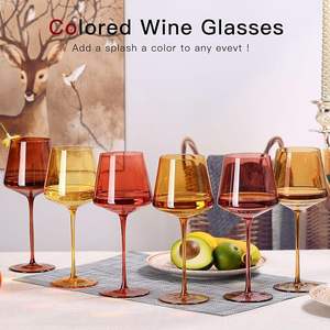 Copas de Vino Tinto <span class=keywords><strong>Venus</strong></span>, Sopladas a Mano, Inspiradas en Maillard, Color Ámbar para Flautas, Cristal de Tono Tierra, Ecológicas, Ligeras, 180 ml - Product Image 4