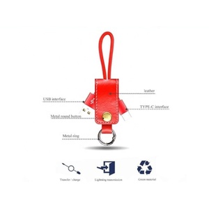 Xách tay 3A sạc nhanh Loại-C Cáp tinh khiết đồng da Móc chìa khóa và vòng Cáp dữ liệu cho iOS máy tính cho điện thoại di động - Product Image 3