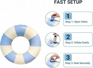<b>Inflatable</b> Swim Ring Set Blue & White Thickened PVC Pool <b>Float</b> Tube for Adults & Kids Durable Swimming Ring for Beach Pool - Product Image 4