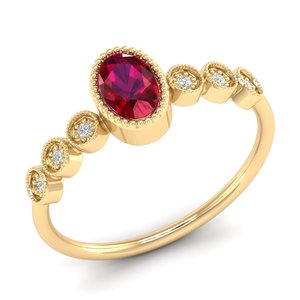 Anillos de Compromiso de Plata de Ley 925 con Moissanita al Por Mayor REYES, Corte Ovalado, 0.5 Quilates, Joyería con Piedras Preciosas de Rubí para Mujer - Product Image 2