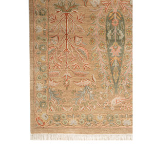 พรมขนสัตว์และไหมถักมือสีออโรร่าเบจและสีน้ำตาล ลายดอกไม้ สำหรับตกแต่งห้องนั่งเล่นวัยรุ่น ขนาด 9x12 รุ่น AKWS-3029 - Product Image 4