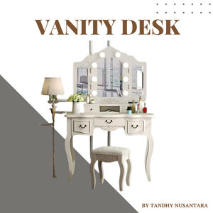 Vanidades de maquillaje de diseño europeo de alta calidad con espejo y taburete Color blanco para muebles de dormitorio hechos en Indonesia - Product Image 6